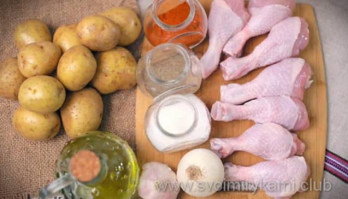 Как запечь куриные ножки с картошкой в духовке по пошаговому рецепту с фото Ножки с картошкой